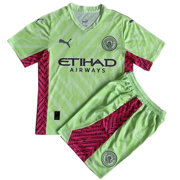 Manchester city special edition jersey light green kids kit children football mini shirt youth uniforms 2023-2024